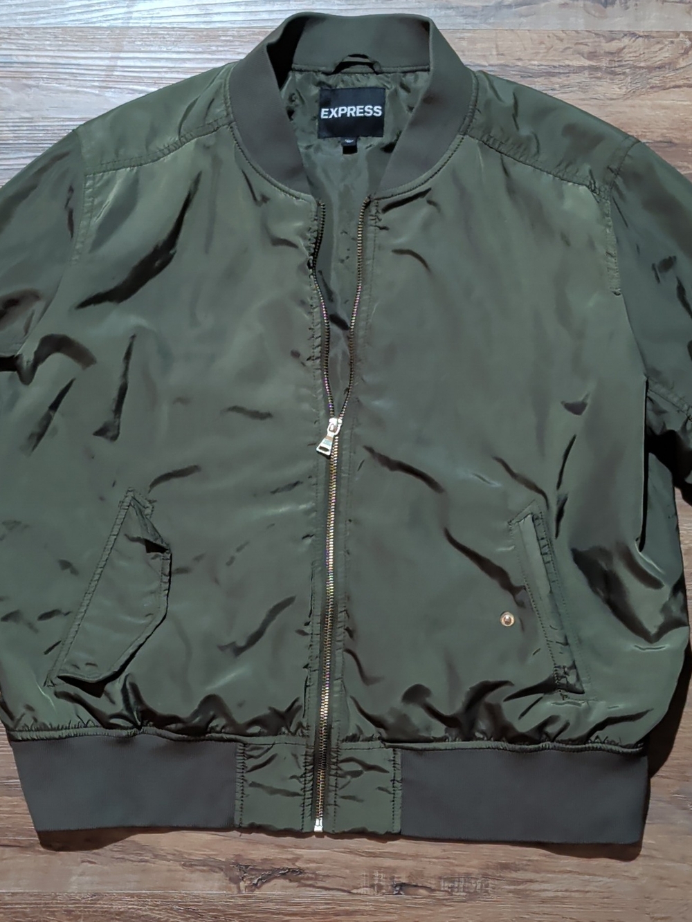 Express Olive Green Men's Bomber Jacket